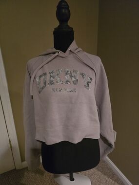 DKNY Lavender Cropped Hoodie with Silver Glitter Logo